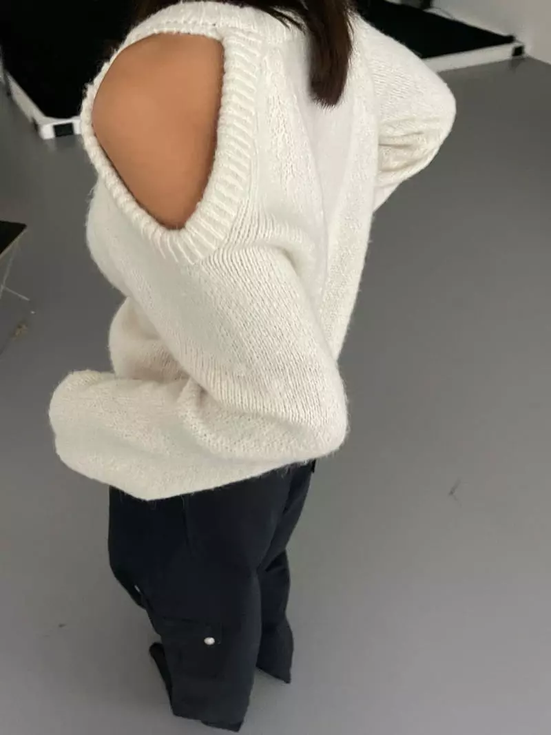 Acme - Korean Women Fashion - #pursuepretty - Shoulder Knit Tee - 2