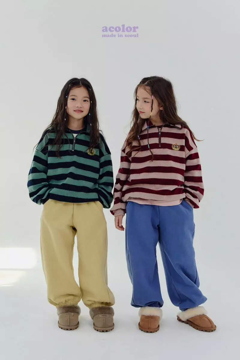 Acolor - Korean Children Fashion - #kidzfashiontrend - Stripes Knit Half Zip-up - 4