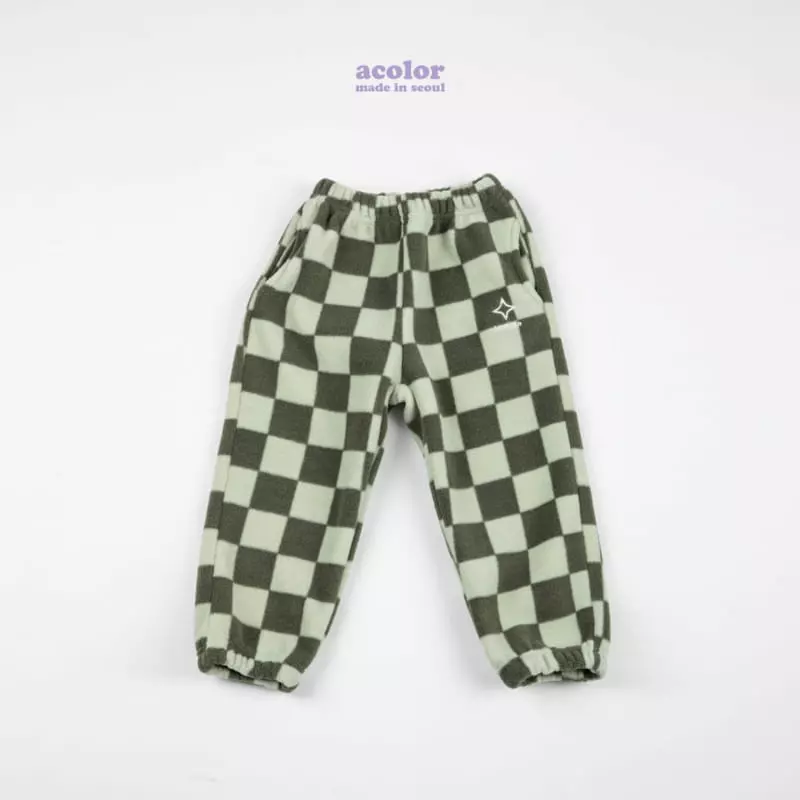 Acolor - Korean Children Fashion - #stylishchildhood - Fleece Check Pants - 4