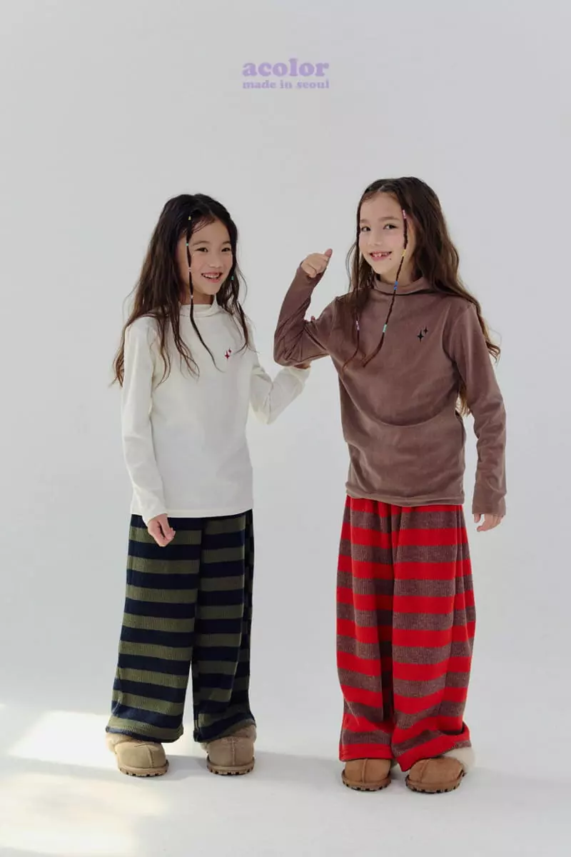 Acolor - Korean Children Fashion - #childrensboutique - Stripes Knit Pants - 4