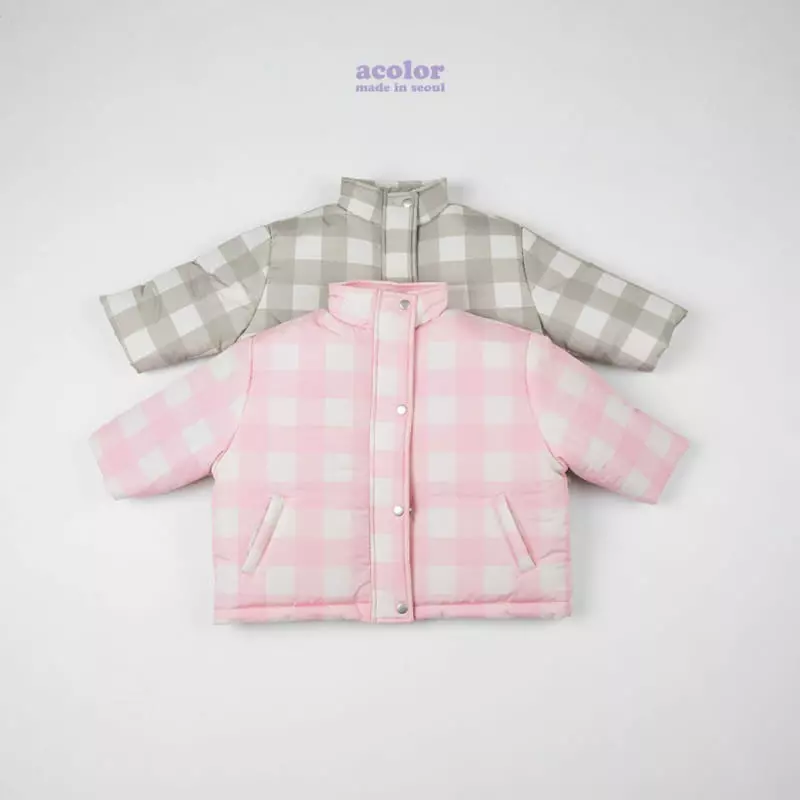 Acolor - Korean Children Fashion - #designkidswear - Cotton Candy Check Jumper - 5