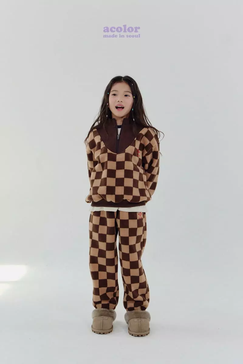 Acolor - Korean Children Fashion - #discoveringself - Fleece Check Pants - 7