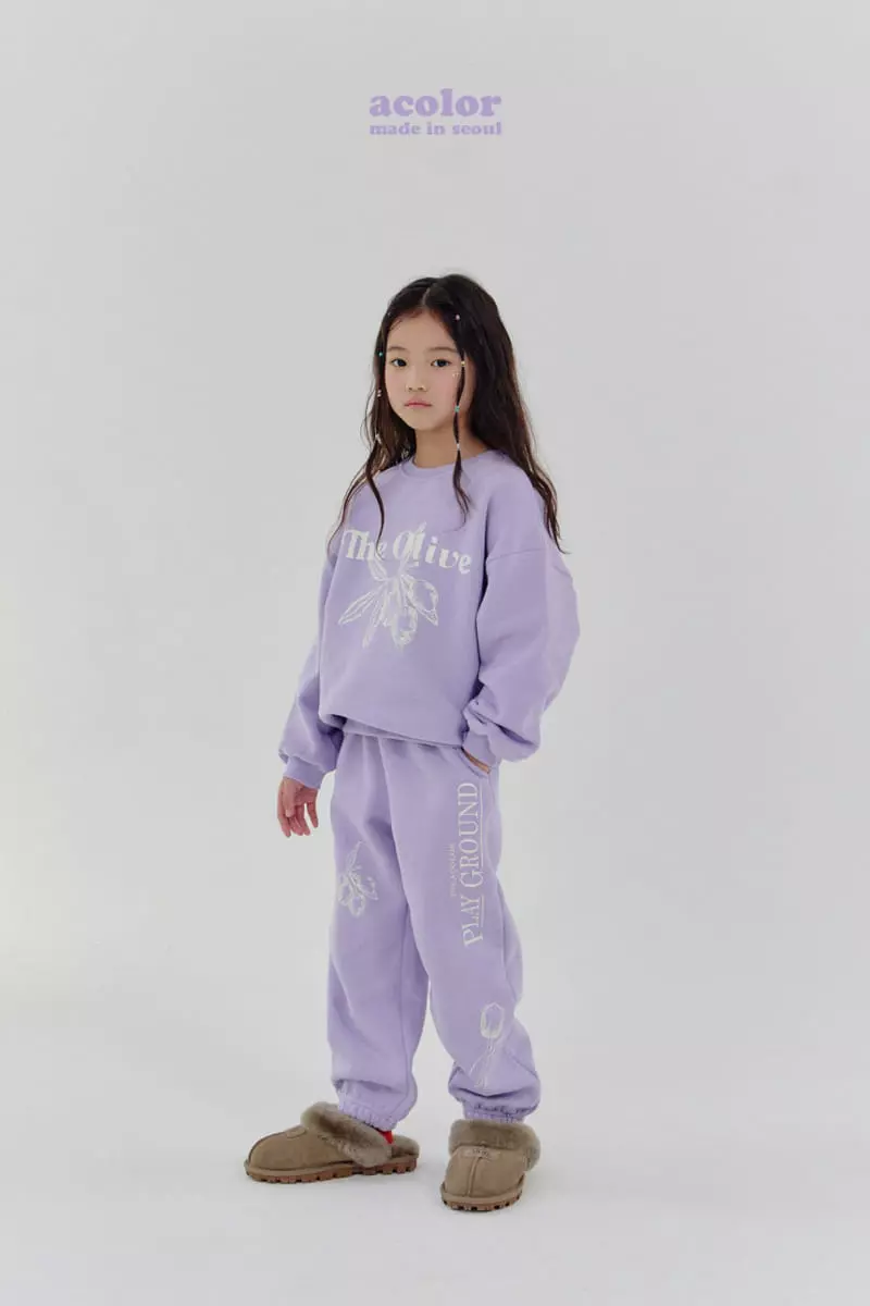 Acolor - Korean Children Fashion - #designkidswear - Olive Sweats Set-up - 4