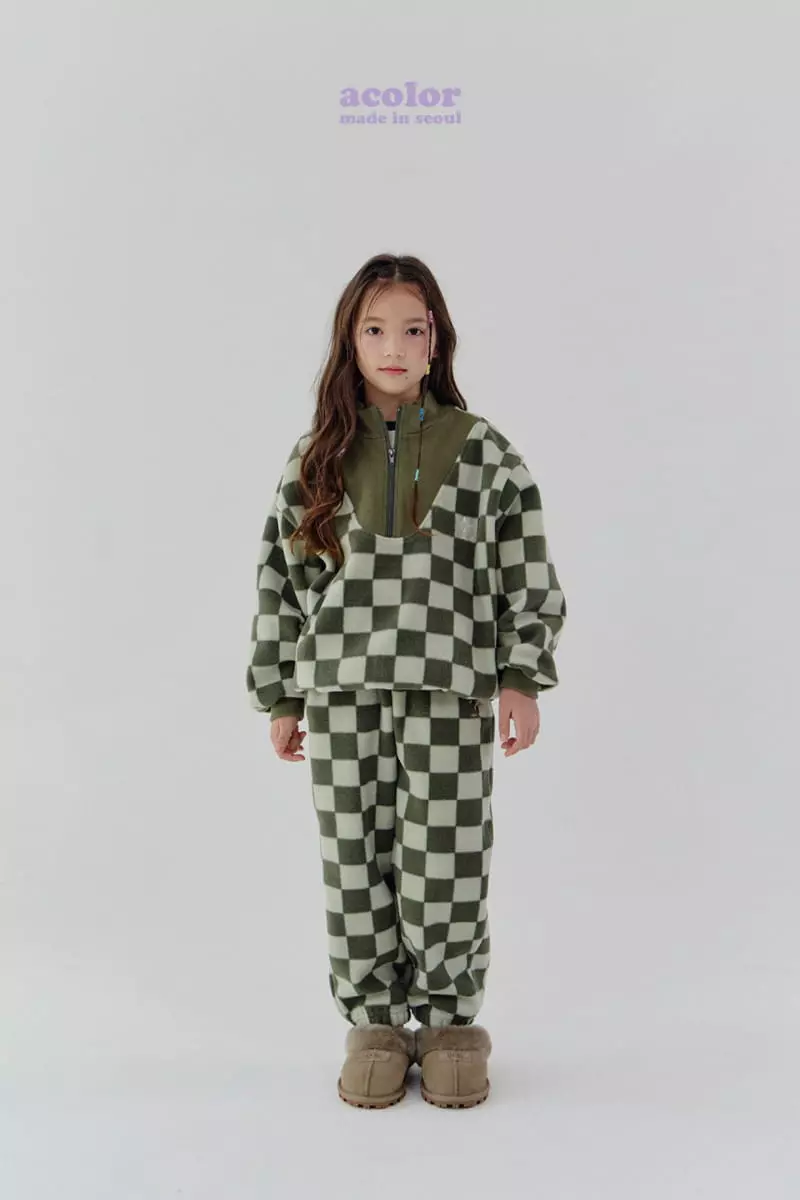 Acolor - Korean Children Fashion - #fashionkids - Fleece Check Pants - 8