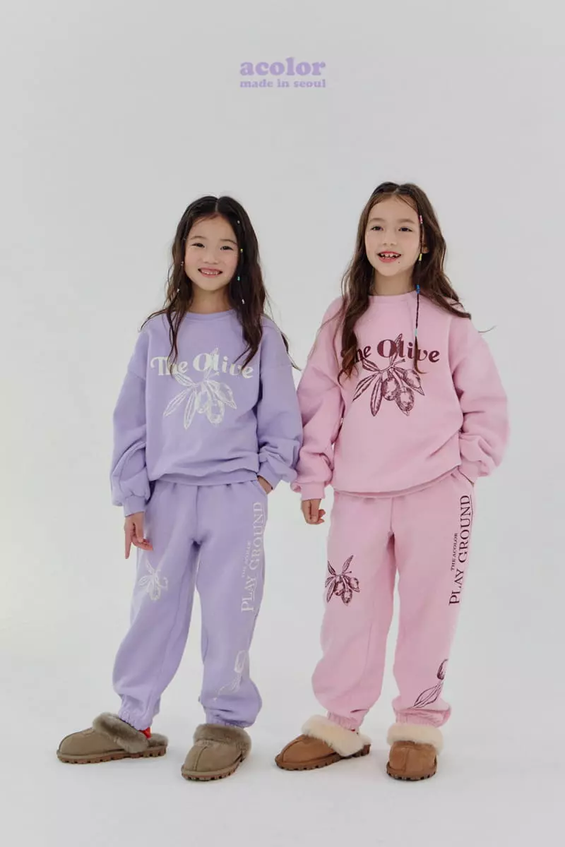 Acolor - Korean Children Fashion - #fashionkids - Olive Sweats Set-up - 5