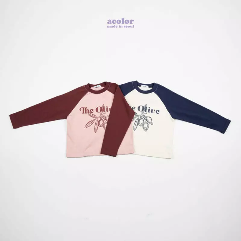 Acolor - Korean Children Fashion - #fashionkids - Olive Raglan Tee