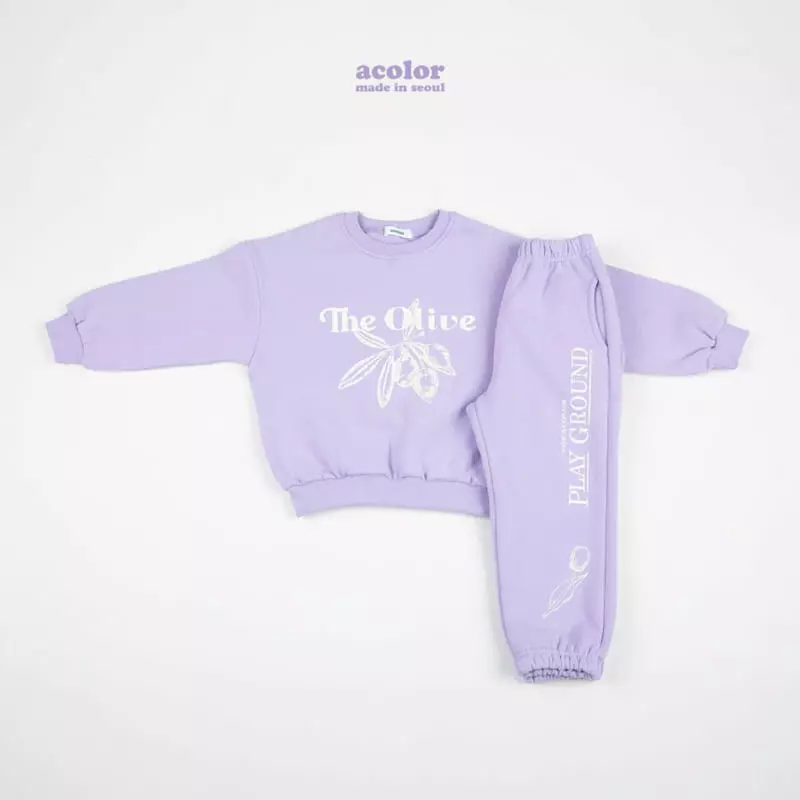 Acolor - Korean Children Fashion - #kidsstore - Olive Sweats Set-up - 7