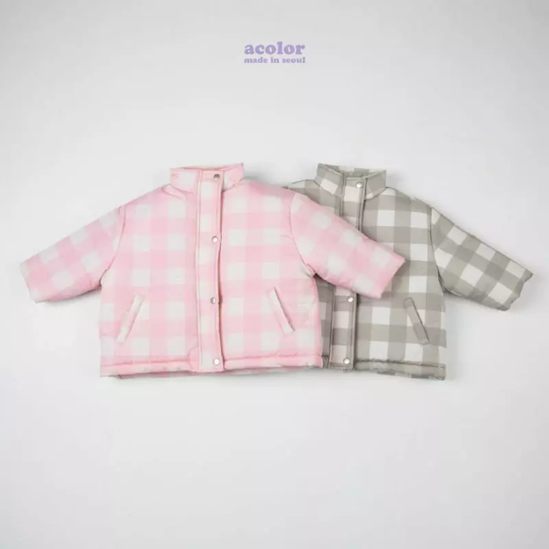 Acolor - Korean Children Fashion - #kidzfashiontrend - Cotton Candy Check Jumper - 10