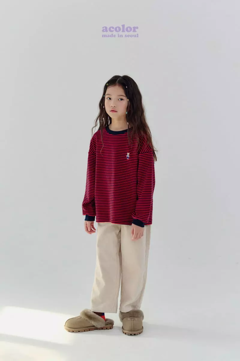 Acolor - Korean Children Fashion - #kidzfashiontrend - Bear Stripes Tee - 2