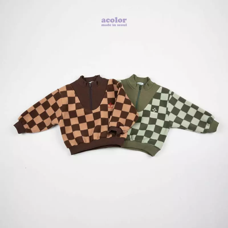 Acolor - Korean Children Fashion - #littlefashionista - Fleece Check Anorak 