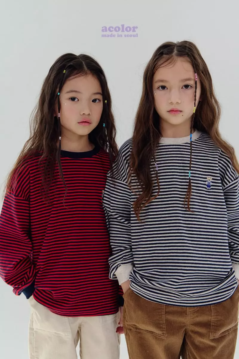 Acolor - Korean Children Fashion - #Kfashion4kids - Bear Stripes Tee - 4