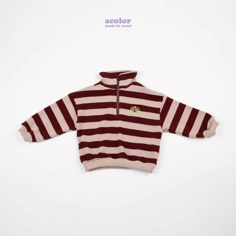 Acolor - Korean Children Fashion - #magicofchildhood - Stripes Knit Half Zip-up - 6