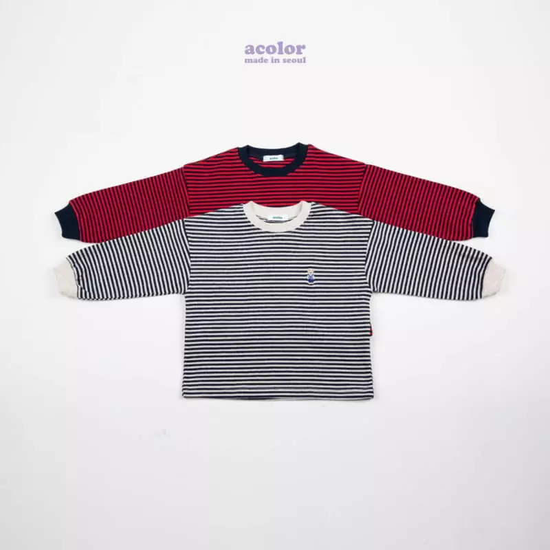 Acolor - Korean Children Fashion - #magicofchildhood - Bear Stripes Tee - 5
