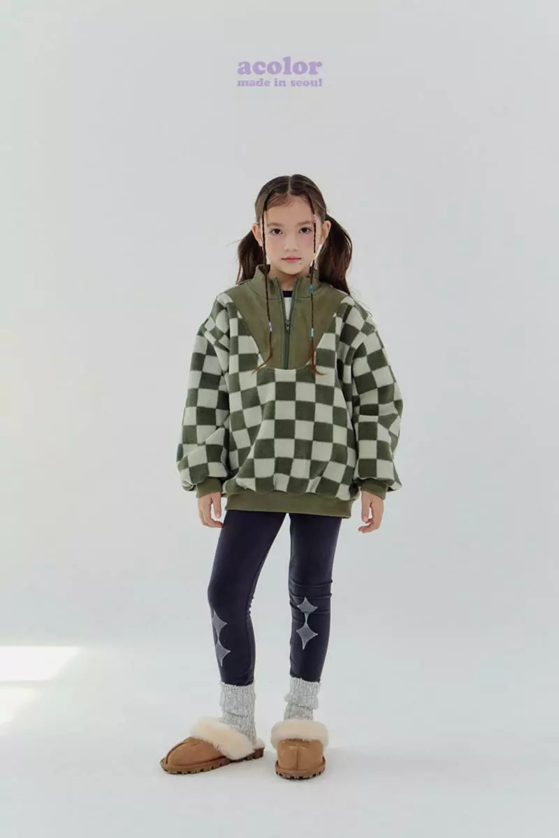 Acolor - Korean Children Fashion - #minifashionista - Fleece Check Anorak  - 3