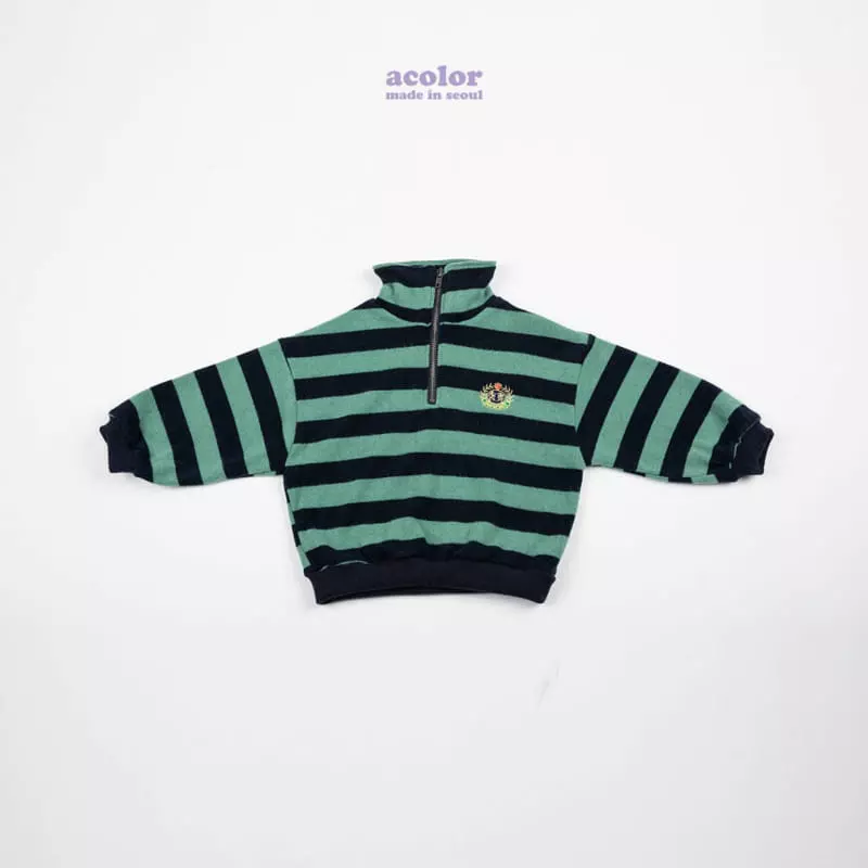 Acolor - Korean Children Fashion - #minifashionista - Stripes Knit Half Zip-up - 7