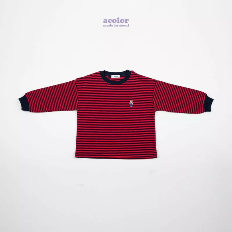 Acolor - Korean Children Fashion - #minifashionista - Bear Stripes Tee - 6