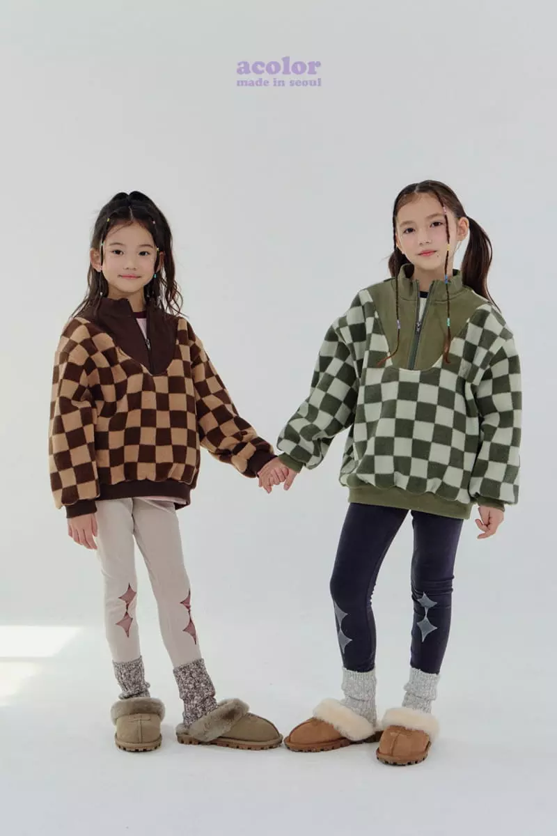 Acolor - Korean Children Fashion - #minifashionista - Fleece Check Anorak  - 4