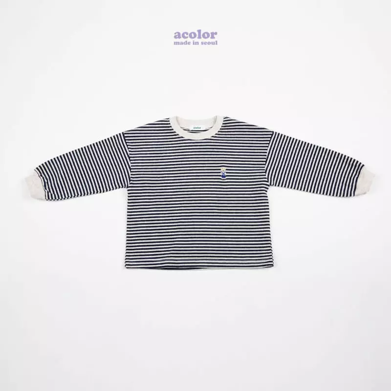 Acolor - Korean Children Fashion - #prettylittlegirls - Bear Stripes Tee - 7