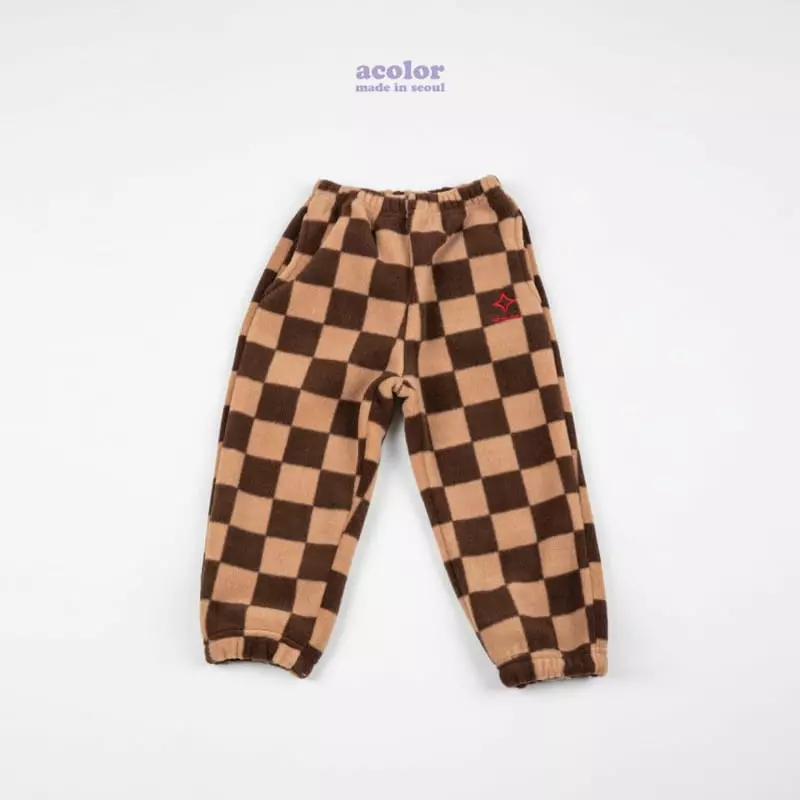 Acolor - Korean Children Fashion - #stylishchildhood - Fleece Check Pants - 3