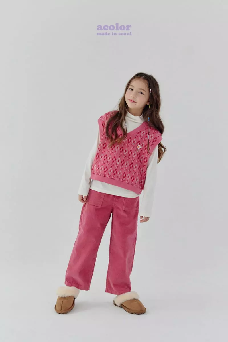 Acolor - Korean Children Fashion - #todddlerfashion - Rib Pants - 3