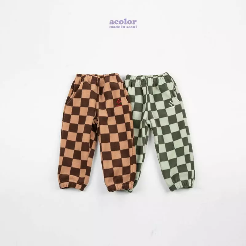 Acolor - Korean Children Fashion - #toddlerclothing - Fleece Check Pants - 2