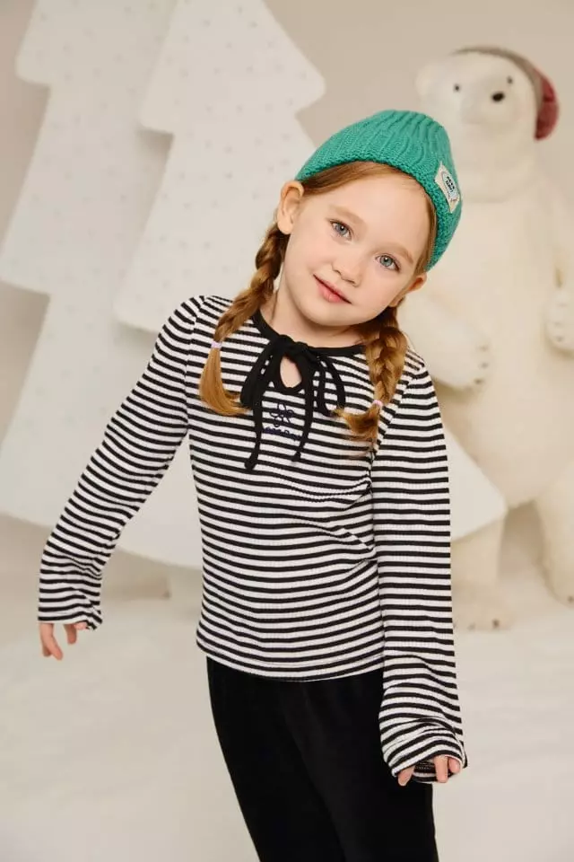 Aeeeday - Korean Children Fashion - #childofig - Ribbon Stripes Tee - 5