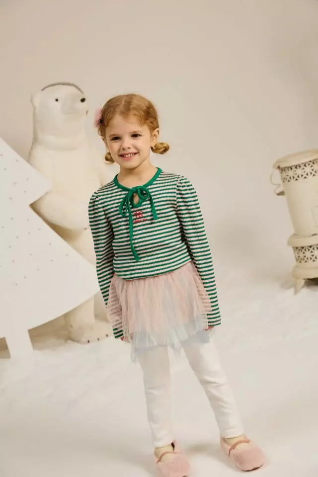 Aeeeday - Korean Children Fashion - #childrensboutique - Ribbon Stripes Tee - 6