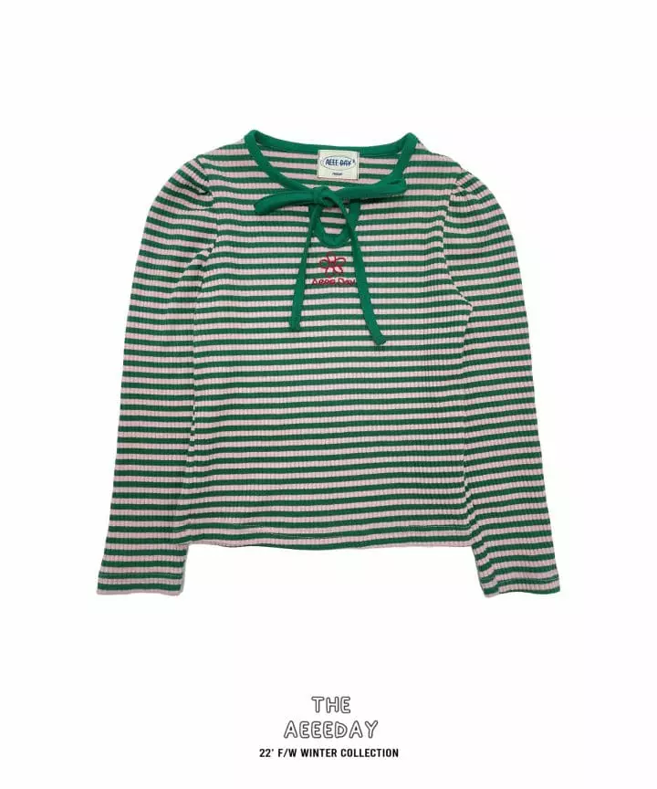Aeeeday - Korean Children Fashion - #designkidswear - Ribbon Stripes Tee - 7