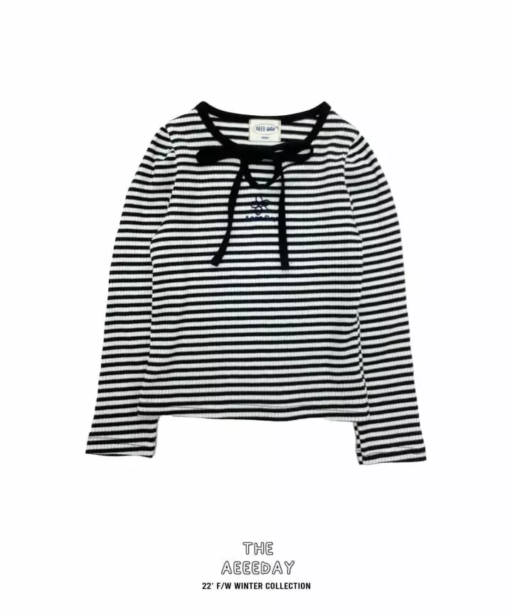 Aeeeday - Korean Children Fashion - #discoveringself - Ribbon Stripes Tee - 8
