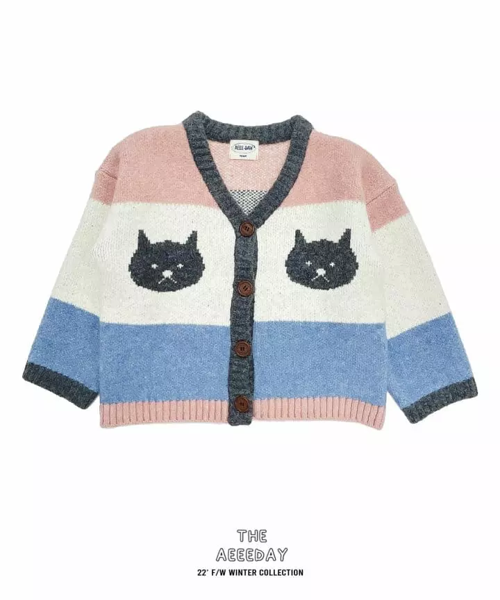 Aeeeday - Korean Children Fashion - #kidsshorts - Twin Kitty Cardigan - 7