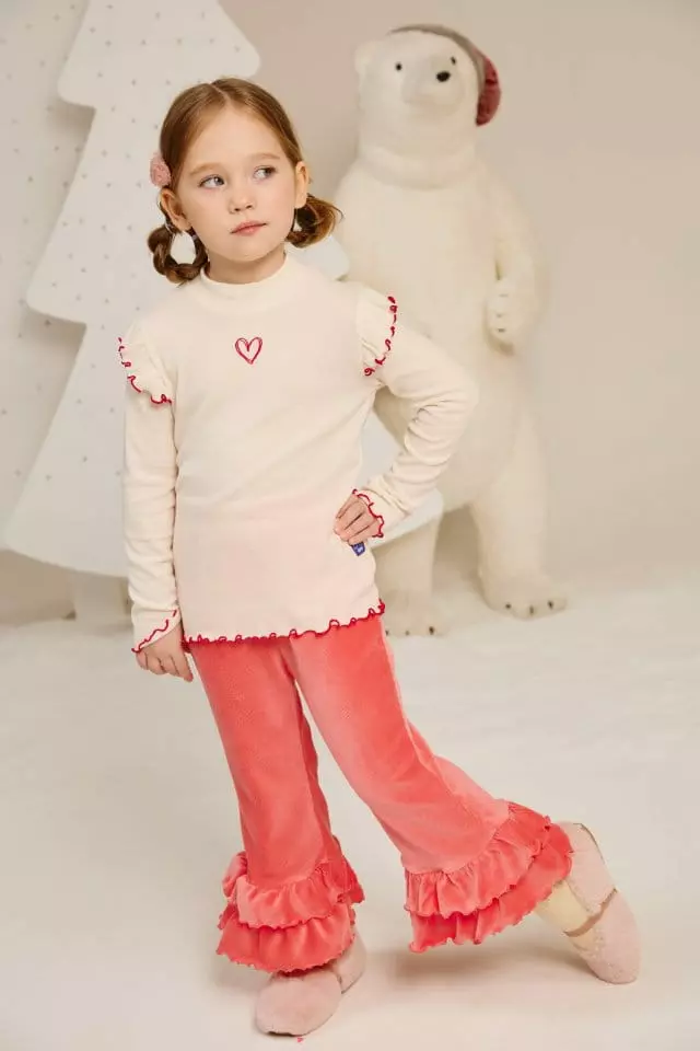 Aeeeday - Korean Children Fashion - #kidsstore - Fril Heart Half Turtleneck Tee - 4