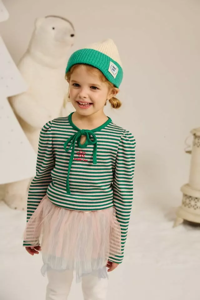 Aeeeday - Korean Children Fashion - #prettylittlegirls - Ribbon Stripes Tee