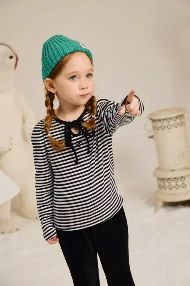 Aeeeday - Korean Children Fashion - #todddlerfashion - Ribbon Stripes Tee - 2