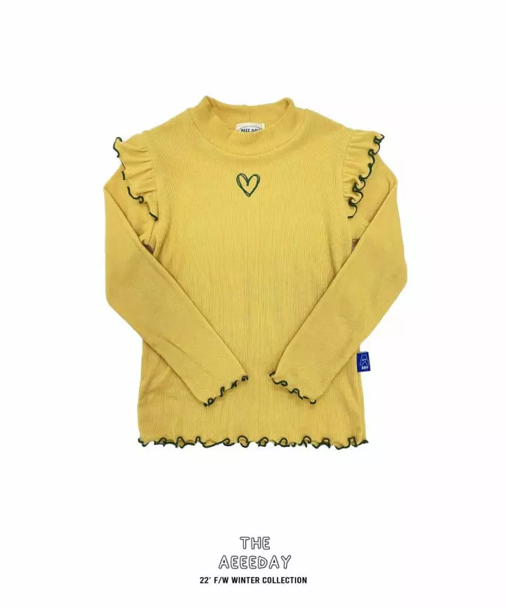 Aeeeday - Korean Children Fashion - #todddlerfashion - Fril Heart Half Turtleneck Tee - 10