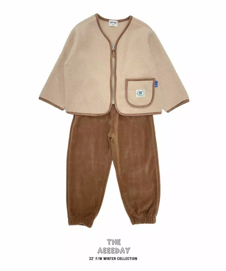 Aeeeday - Korean Children Fashion - #toddlerclothing - Fleece Cardigan Set - 8