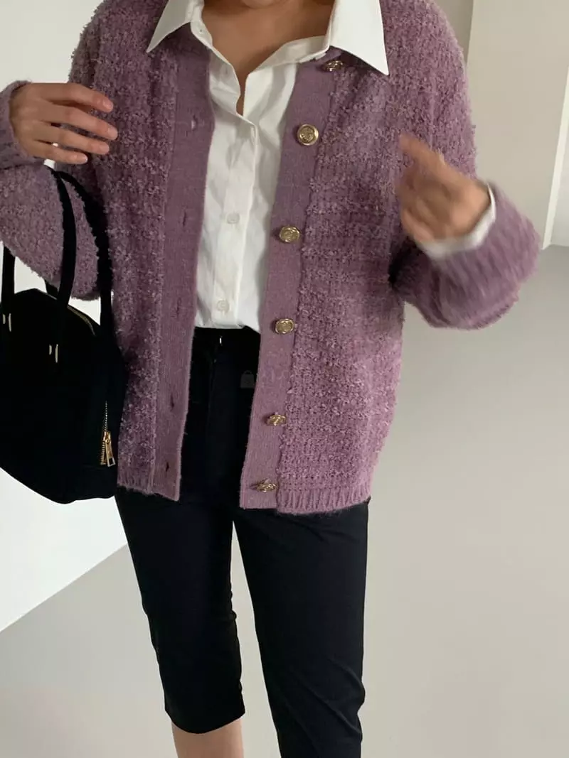 Amiment - Korean Women Fashion - #momslook - Alpaca Tiwd Cardigan