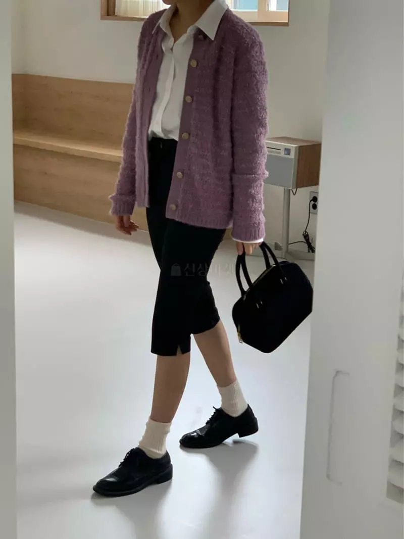 Amiment - Korean Women Fashion - #momslook - Alpaca Tiwd Cardigan - 3