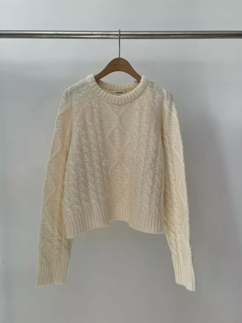 Amiment - Korean Women Fashion - #momslook - Alpaca Twist Knit Tee