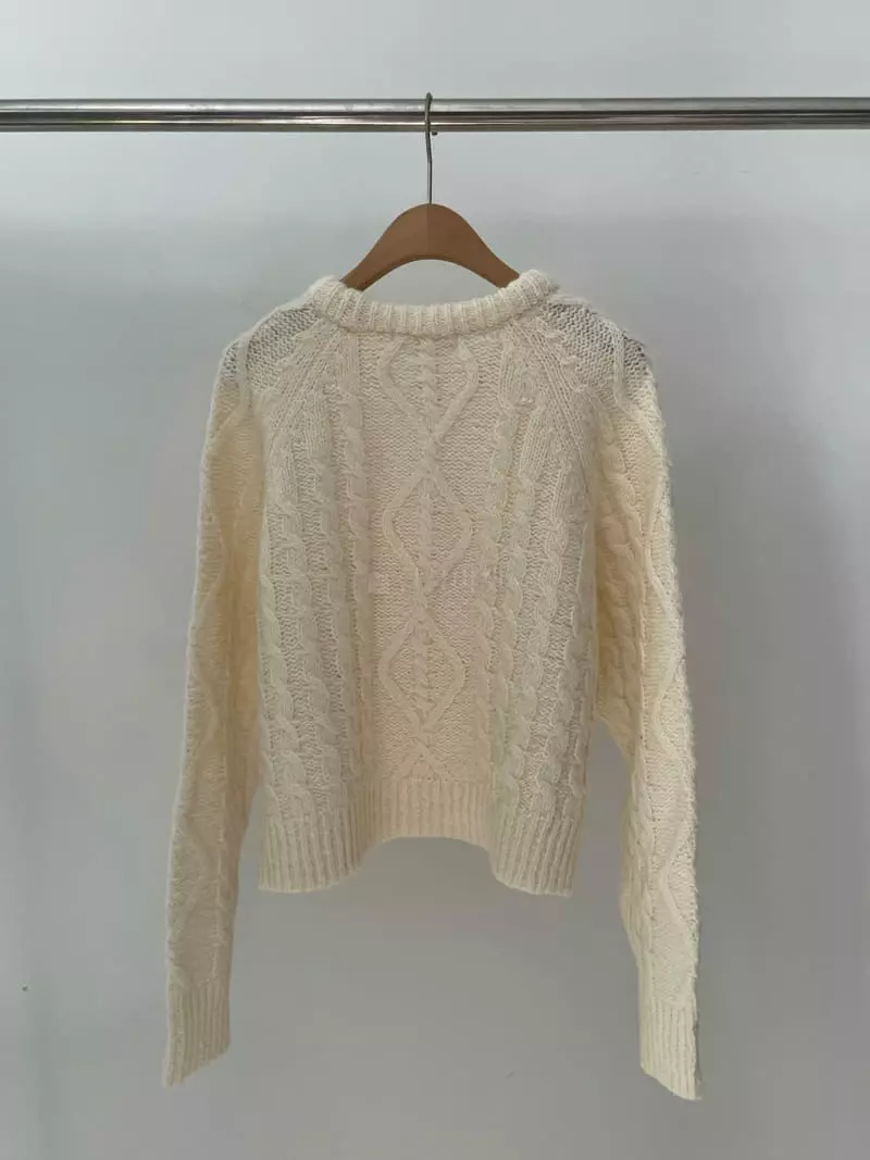Amiment - Korean Women Fashion - #momslook - Alpaca Twist Knit Tee - 3