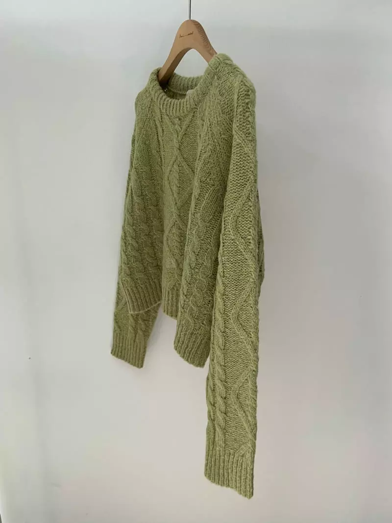 Amiment - Korean Women Fashion - #momslook - Alpaca Twist Knit Tee - 5