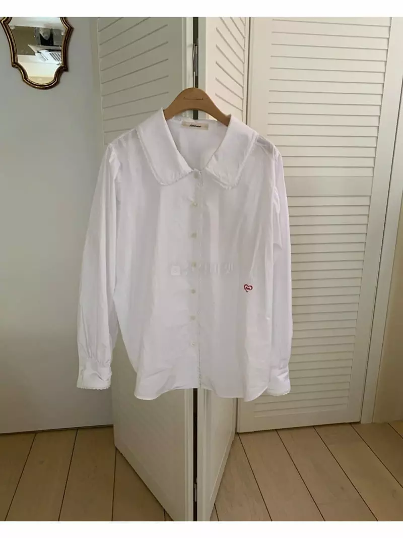 Amiment - Korean Women Fashion - #momslook - Love Embroidery Blouse - 5
