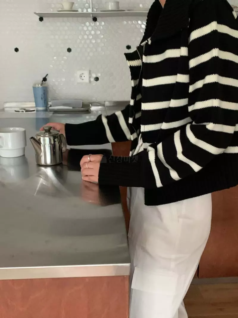 Amiment - Korean Women Fashion - #momslook - Grand Ma Stripes Zip-up - 10