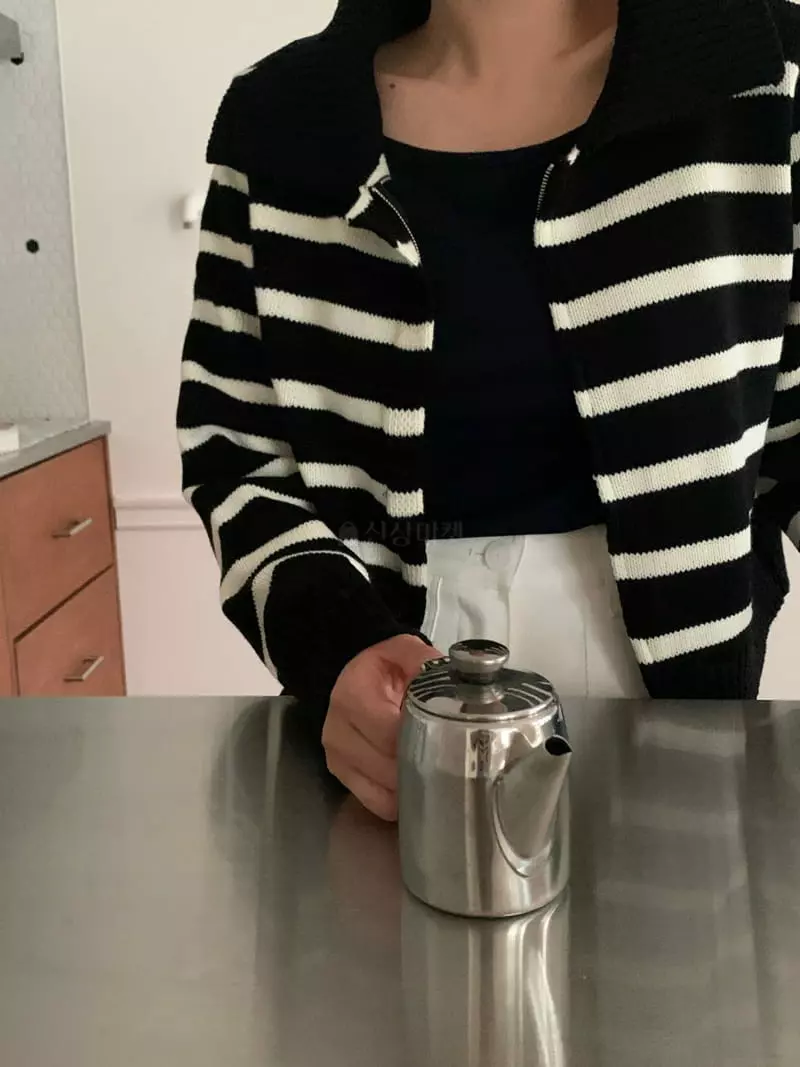 Amiment - Korean Women Fashion - #momslook - Grand Ma Stripes Zip-up - 6