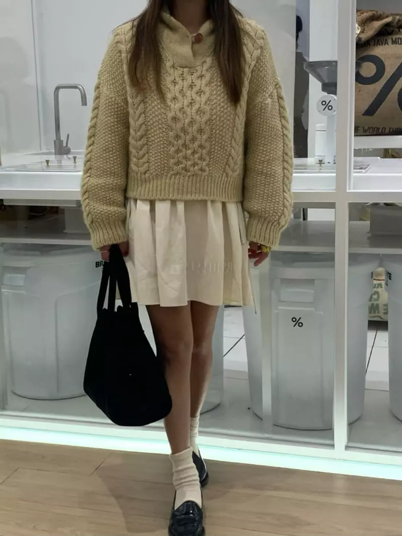 Amiment - Korean Women Fashion - #romanticstyle - Berdi Shawl Knit Tee - 10