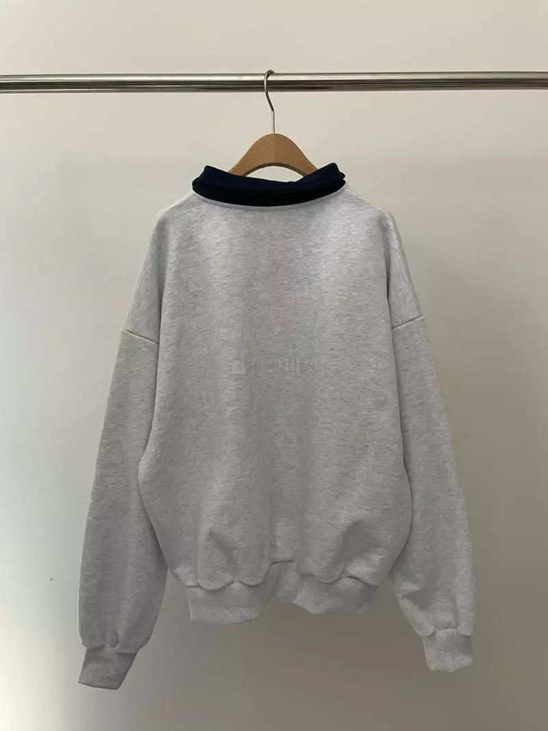 Amiment - Korean Women Fashion - #womensfashion - Collar Color Sweatshirt - 9