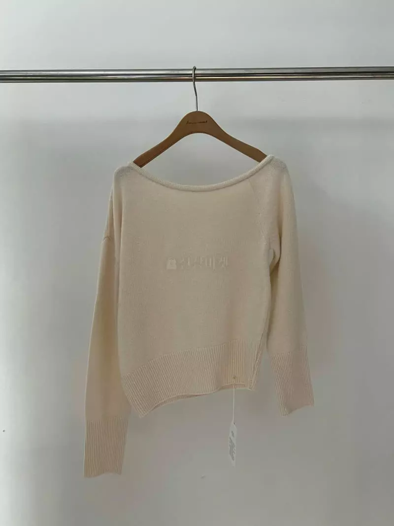 Amiment - Korean Women Fashion - #womensfashion - One Off Shoulder Knit Tee