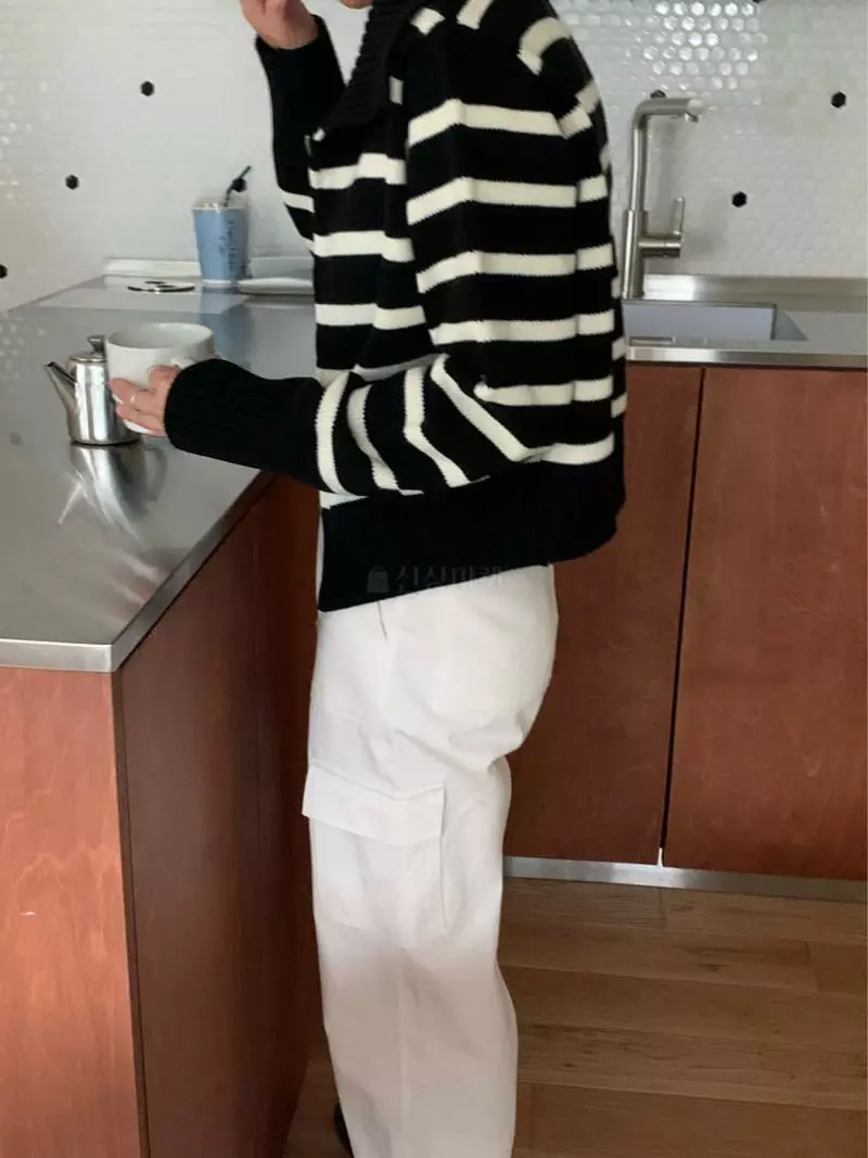 Amiment - Korean Women Fashion - #womensfashion - Grand Ma Stripes Zip-up - 3