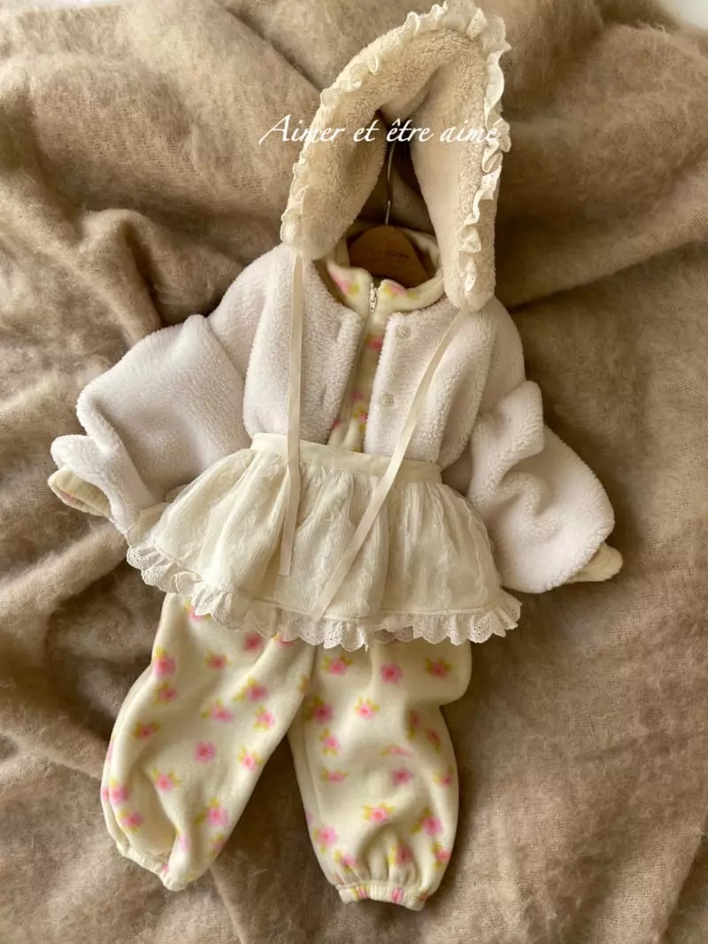Anne Shirley - Korean Children Fashion - #childrensboutique - Flower Zip-up Top Bottom Set - 3