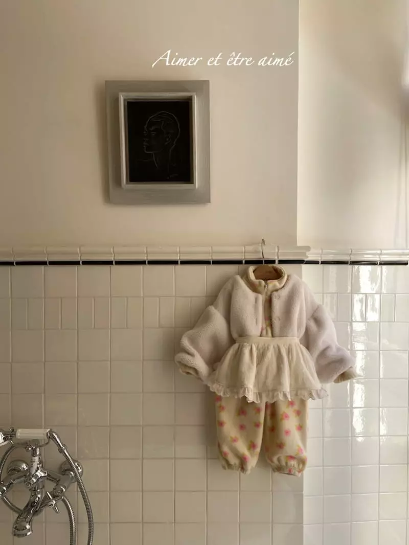 Anne Shirley - Korean Children Fashion - #childrensboutique - Flower Zip-up Top Bottom Set - 4