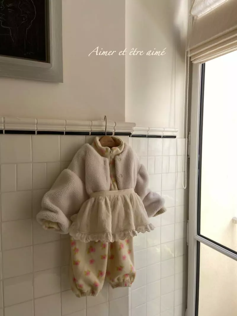 Anne Shirley - Korean Children Fashion - #fashionkids - Flower Zip-up Top Bottom Set - 6